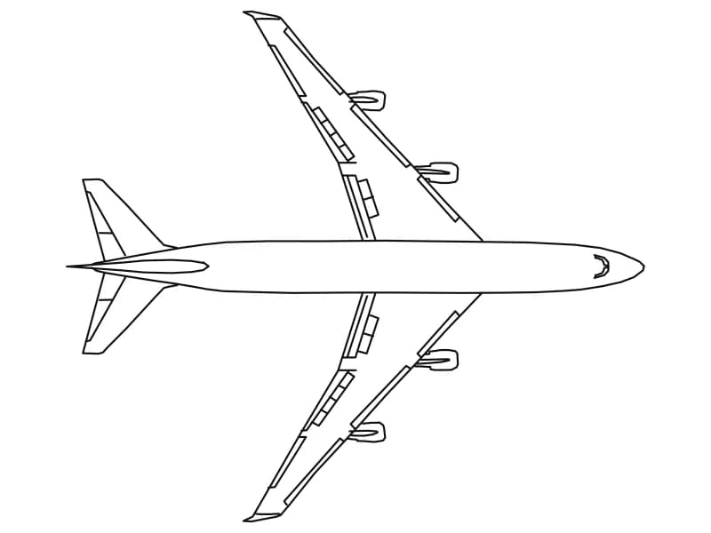 كتلة CAD بمنظر مسقط لطائرة ركاب عريضة البدن رباعية المحركات بأجنحة منكسرة وأربعة محركات تحت الأجنحة