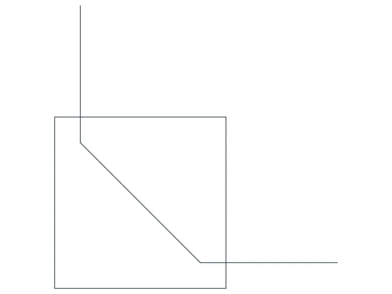 كتلة CAD كوع مكثف 90 شمال شرق — معاينة رسم خطي لملف DWG
