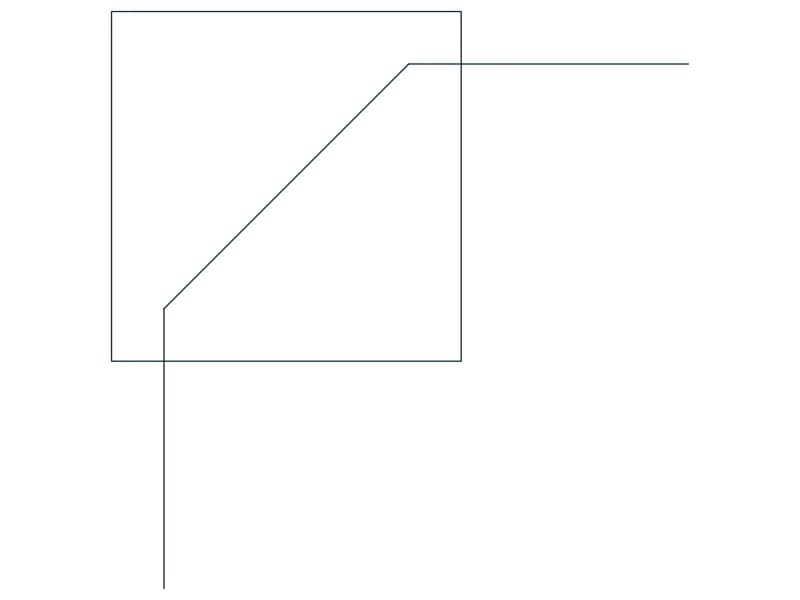 كتلة CAD كوع مكثف 90 جنوب شرق — معاينة رسم خطي لملف DWG