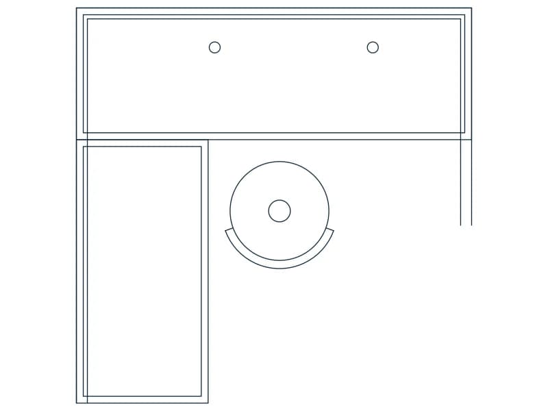 Cubicle CAD block — line drawing preview of the DWG file