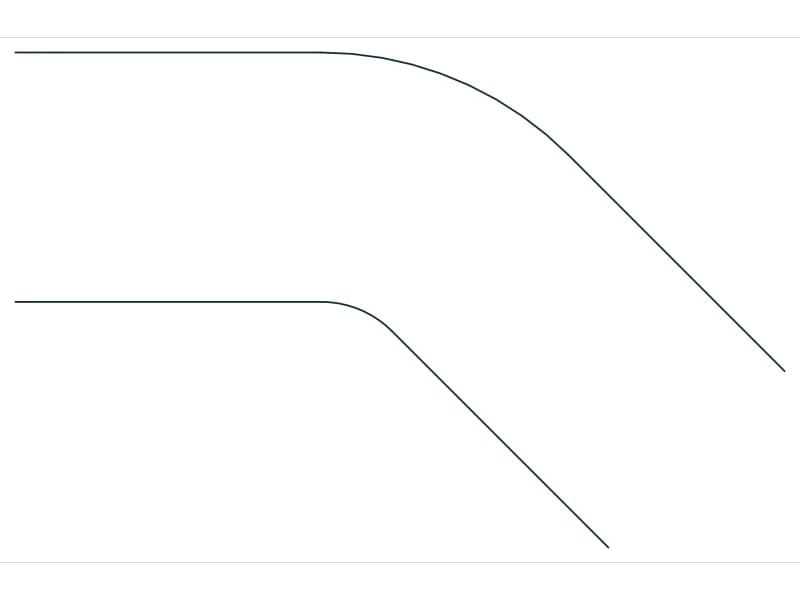 كتلة CAD كوع مجرى 45 جنوب غرب — معاينة رسم خطي لملف DWG