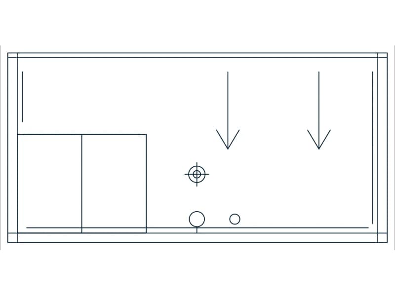 Roll In Shower CAD block — line drawing preview of the DWG file