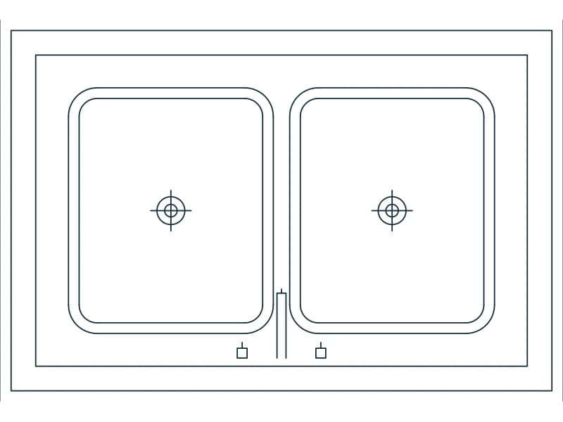 Sink Kitchen Dbl CAD block — line drawing preview of the DWG file