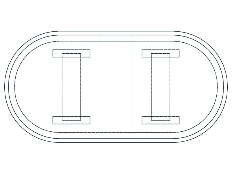 Table Oval 42X84 CAD block — line drawing preview of the DWG file