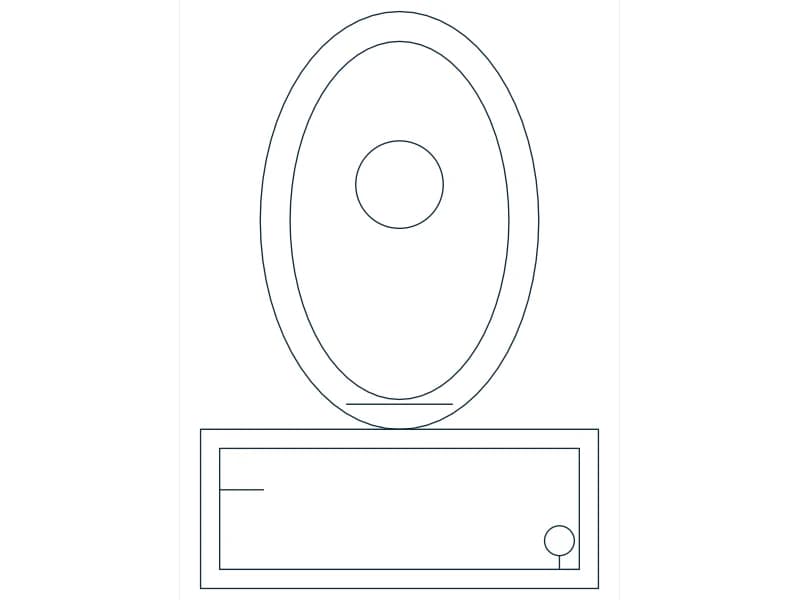 Toilet CAD block — line drawing preview of the DWG file