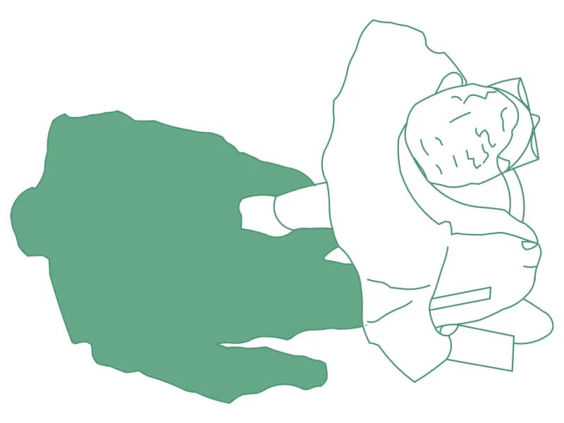Plan view CAD block of a seated person with a solid cast shadow