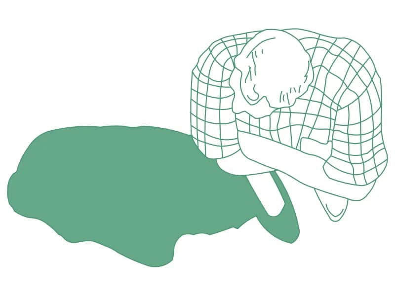 Top view CAD block of a person in a checked shirt with a cast shadow