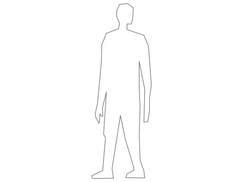 Standing man CAD block drawn as a closed outline in front elevation