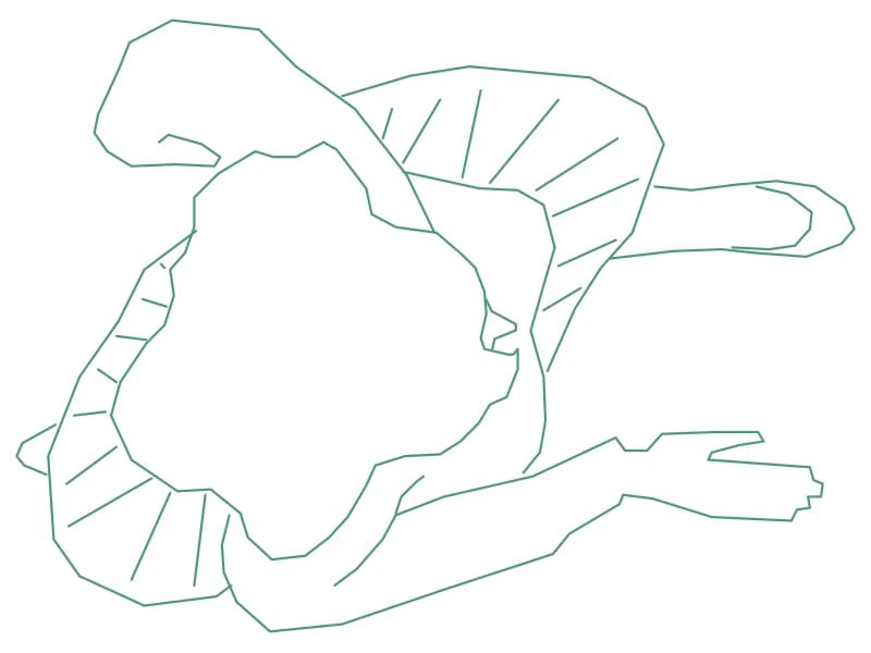 Top-view human CAD block of a person with both arms reaching to one side