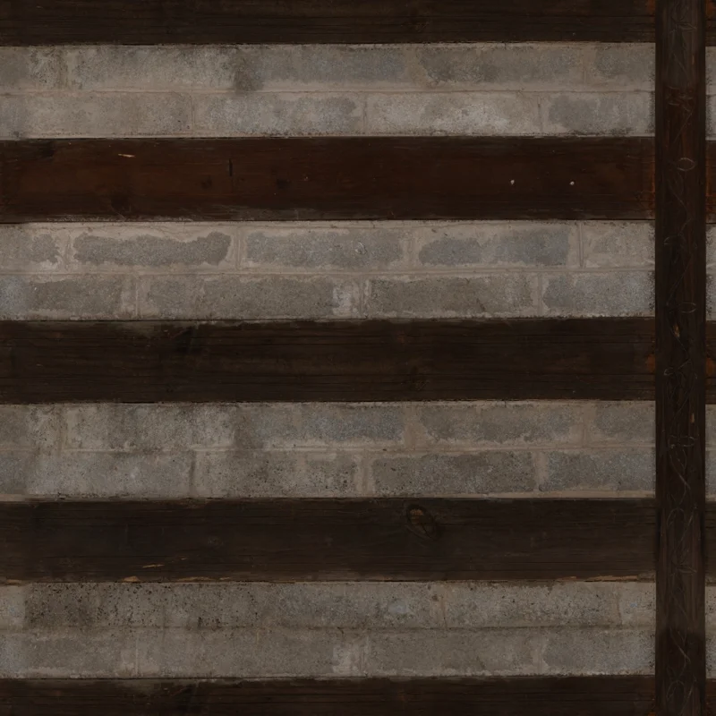 Wood Inlaid Concrete Wall