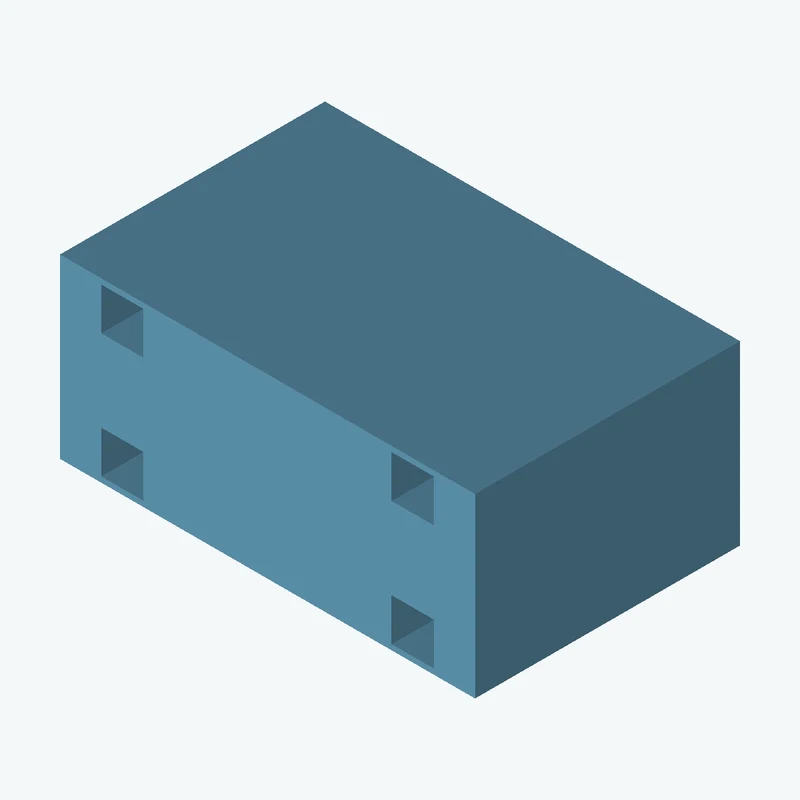Rectangular body, 37.28 × 15.9 × 23.8 mm (W×D×H) — 0636