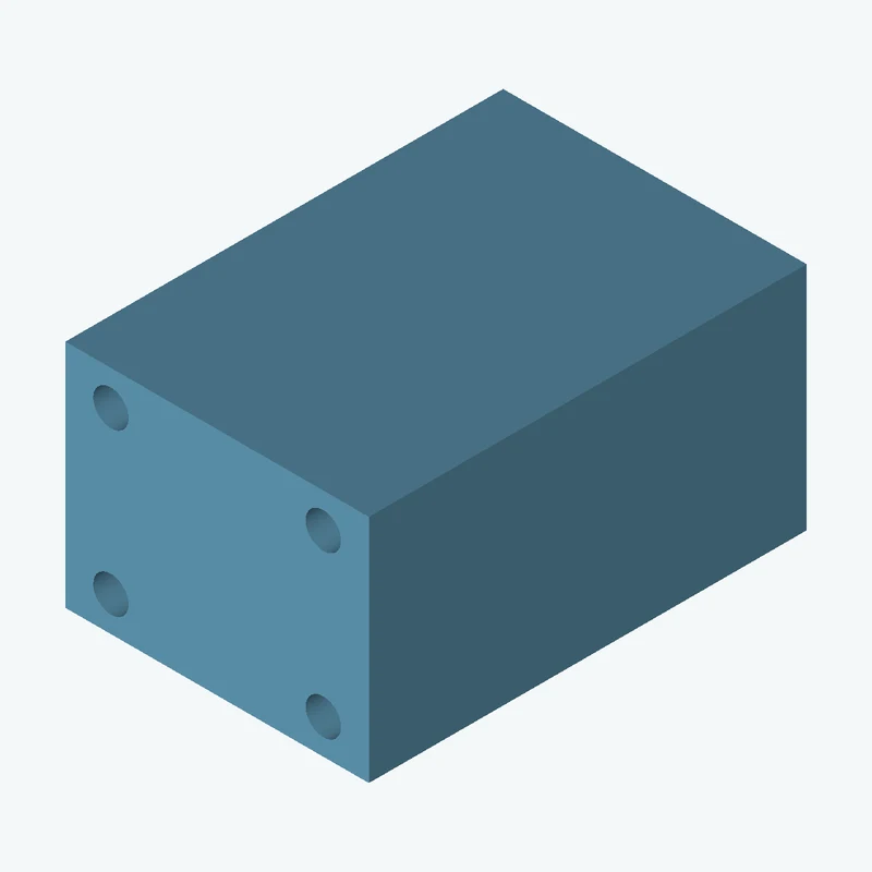 Rectangular body, 45.55 × 34.6 × 65.7 mm (W×D×H) — 0737