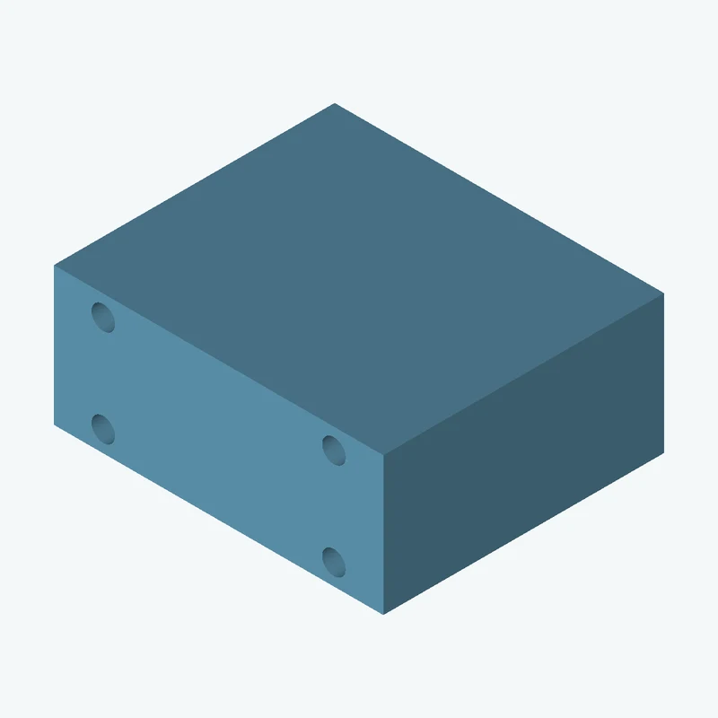 Rectangular body, 90 × 37.8 × 76.7 mm (W×D×H) — 0738