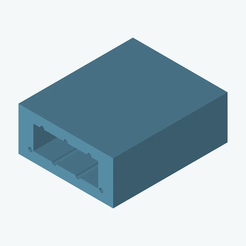 Rectangular body, 65 × 29.8 × 78.6 mm (W×D×H) — 2384