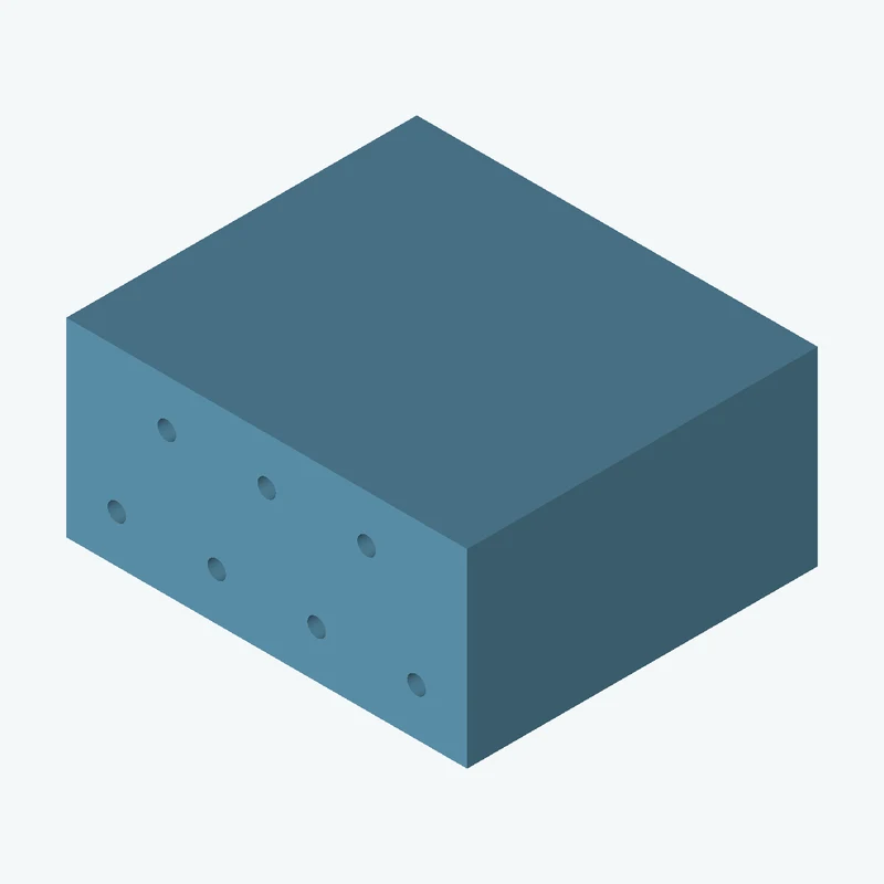Rectangular body, 45.74 × 21.7 × 40 mm (W×D×H) — 2497