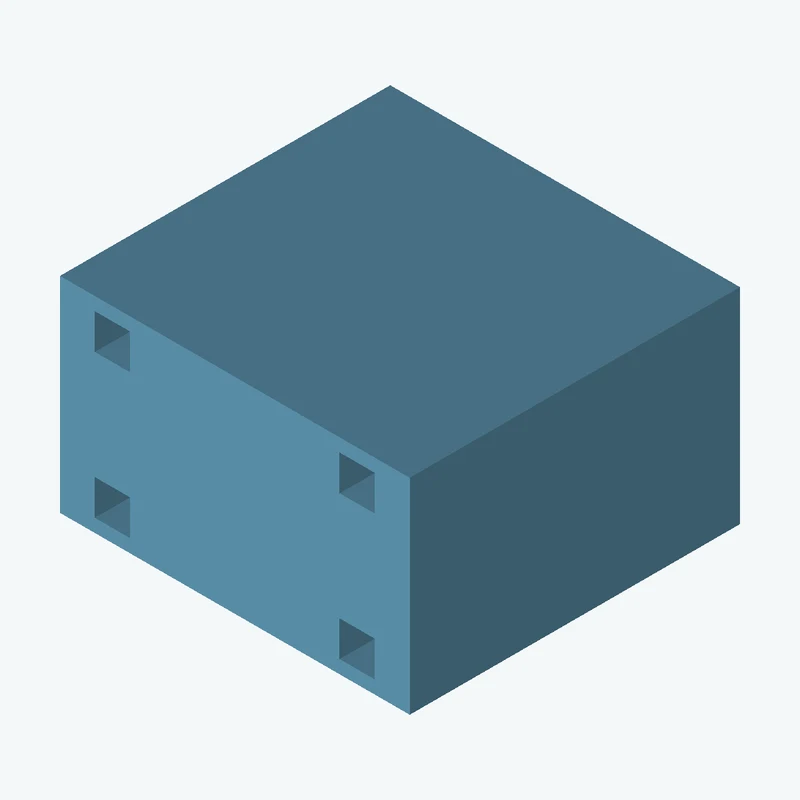 Rectangular body, 76.35 × 44.8 × 72.1 mm (W×D×H) — 2535