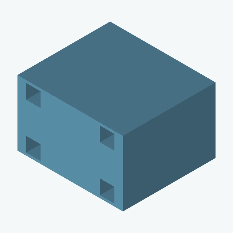 Rectangular body, 55.87 × 34.7 × 49.1 mm (W×D×H) — 2555