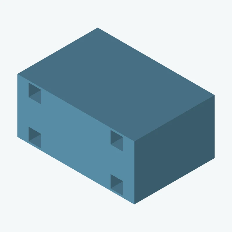 Rectangular body, 94.05 × 43.9 × 64.6 mm (W×D×H) — 2744