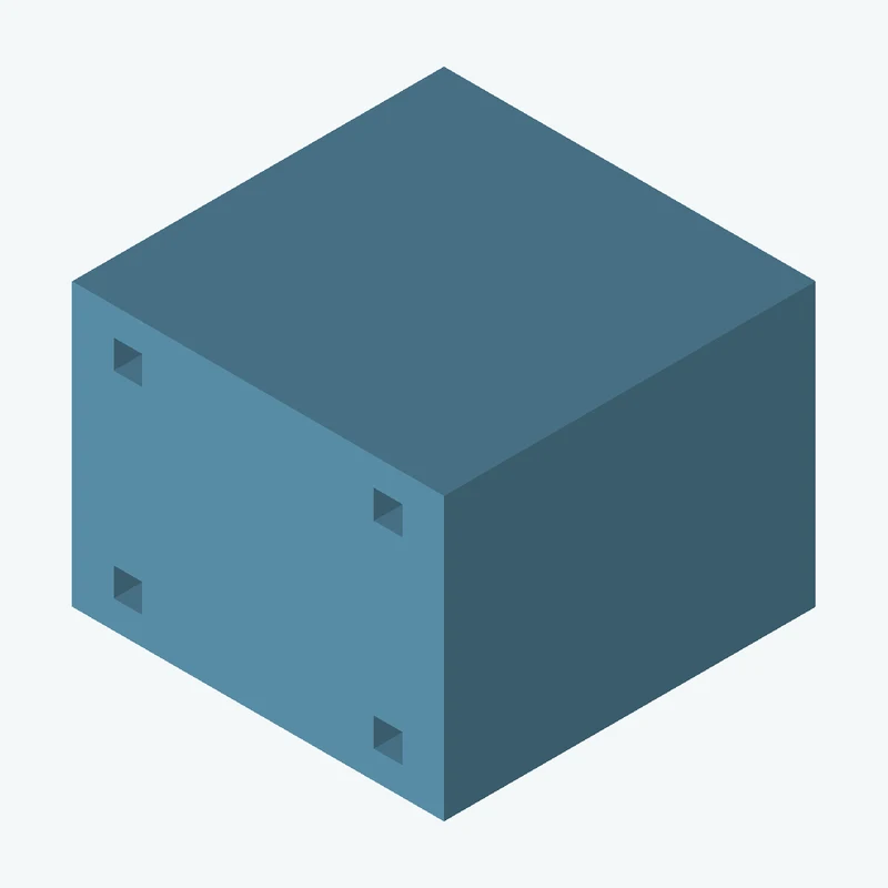Rectangular body, 100 × 75.8 × 100 mm (W×D×H) — 2922