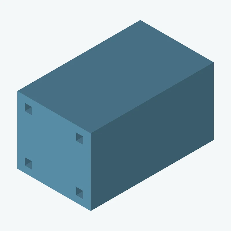Rectangular body, 53.41 × 49 × 89.6 mm (W×D×H) — 3054