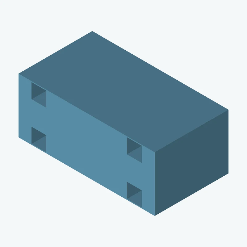 Rectangular body, 47.64 × 19.3 × 25.8 mm (W×D×H) — 3065