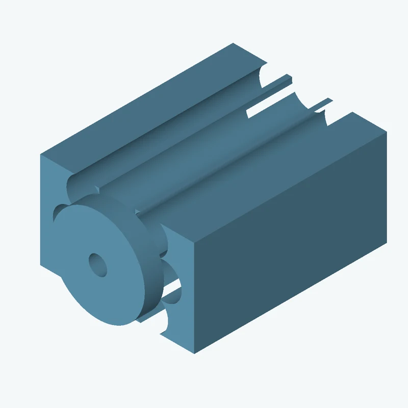 Rectangular body, 35.87 × 22.4 × 44.9 mm (W×D×H) — 3076
