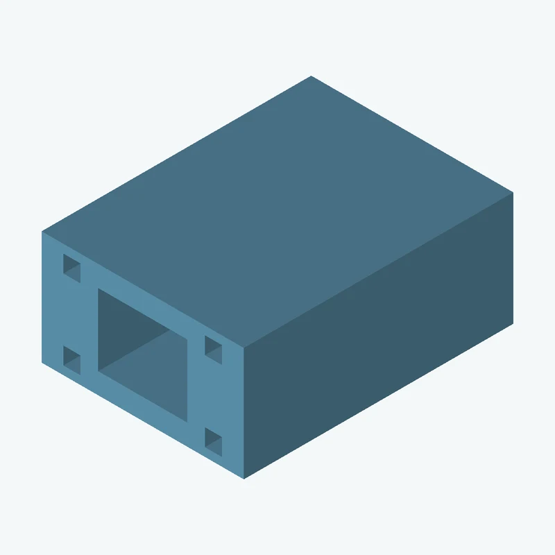 Rectangular body, 75 × 42.2 × 100 mm (W×D×H) — 3176