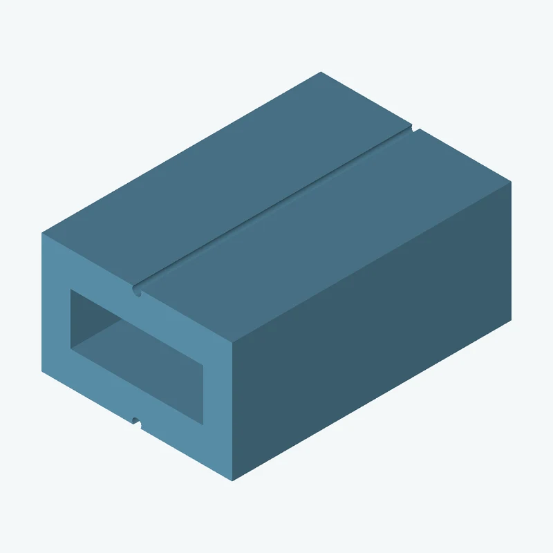 Rectangular body, 68.25 × 43 × 100 mm (W×D×H) — 3486