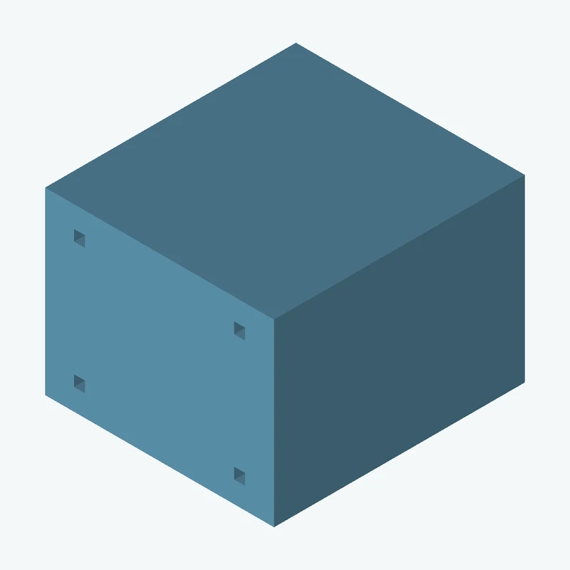 Rectangular body, 78.3 × 61.5 × 85.8 mm (W×D×H) — 3644