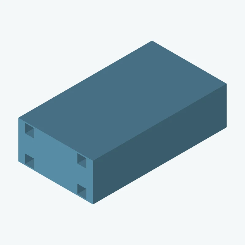 Rectangular body, 43.22 × 21.9 × 77.4 mm (W×D×H) — 3697