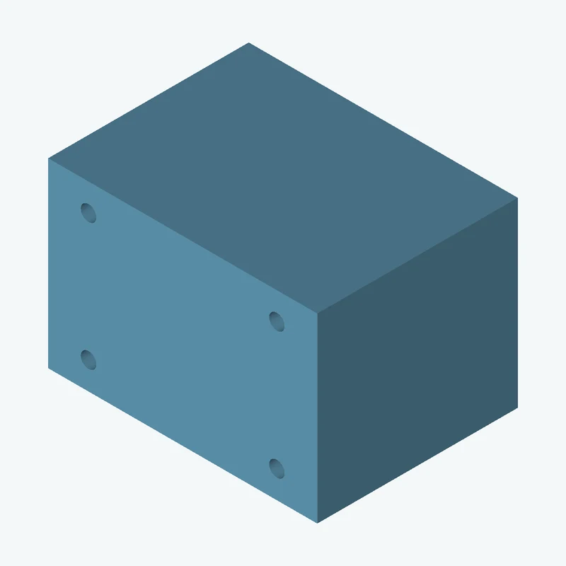 Rectangular body, 75 × 50.7 × 55.9 mm (W×D×H) — 3724