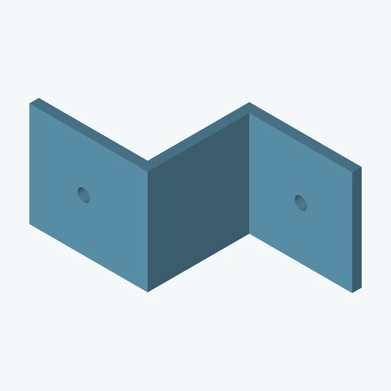 Z-bracket: base leg 59.16 mm, vertical leg 58.5 mm, top leg 62.3 mm, 55.01 mm wide, 5 mm thick; 1 × Ø6.4 mm hole per leg — 0287