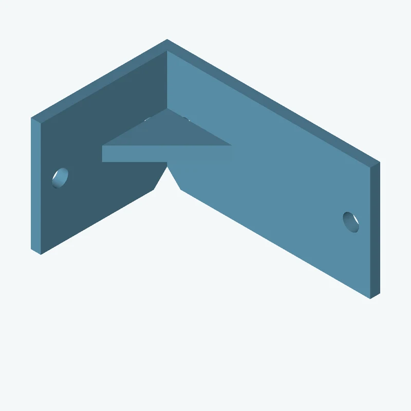 L-bracket: base leg 85 mm, vertical leg 54.4 mm, 45.41 mm wide, 4 mm thick; 2 × Ø6.4 mm holes per leg; 5.7 mm corner gusset — 0476