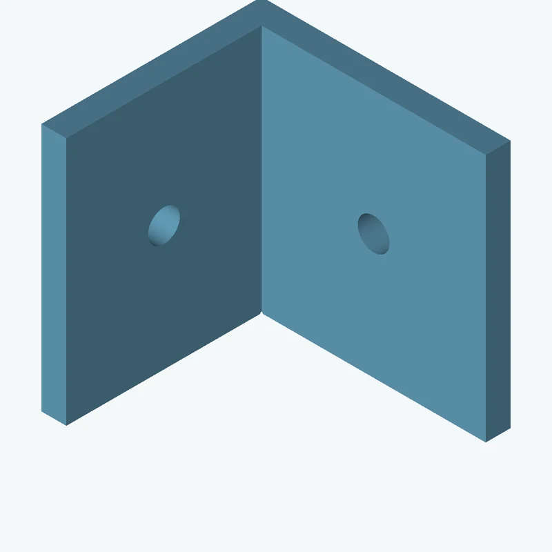 L-bracket: base leg 50 mm, vertical leg 44.2 mm, 50 mm wide, 5 mm thick; 1 × Ø6.4 mm hole per leg — 0482