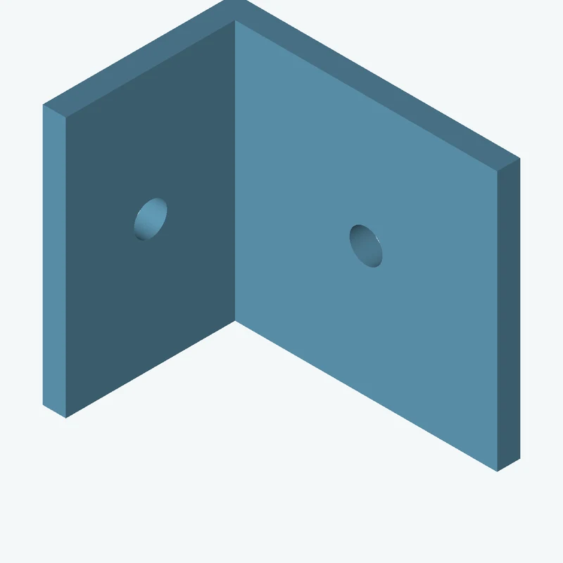 L-bracket: base leg 37.09 mm, vertical leg 25 mm, 33.87 mm wide, 3 mm thick; 1 × Ø4.3 mm hole per leg — 0483