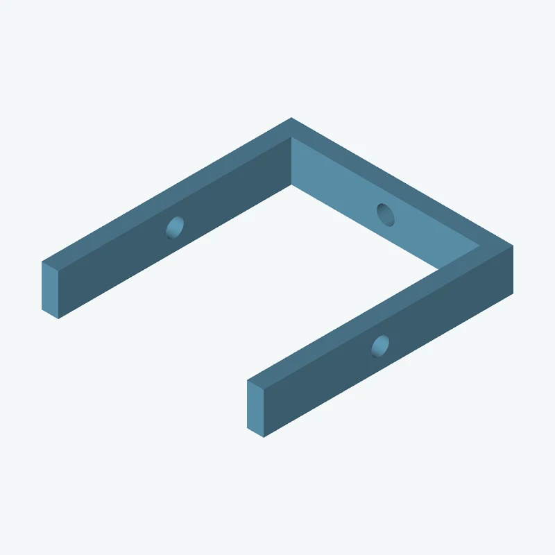 C-channel bracket: base leg 80 mm, vertical leg 90 mm, 15 mm wide, 6 mm thick; 1 × Ø6.4 mm hole per leg — 0569
