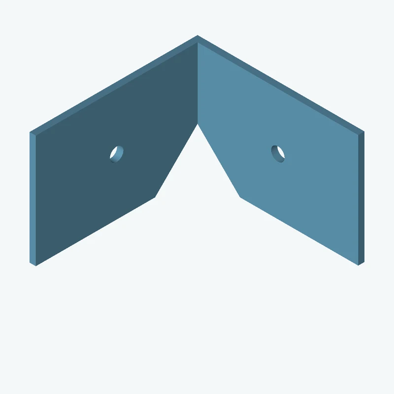 L-bracket: base leg 80 mm, vertical leg 80.5 mm, 54.19 mm wide, 3 mm thick; 1 × Ø6.4 mm hole per leg — 0582