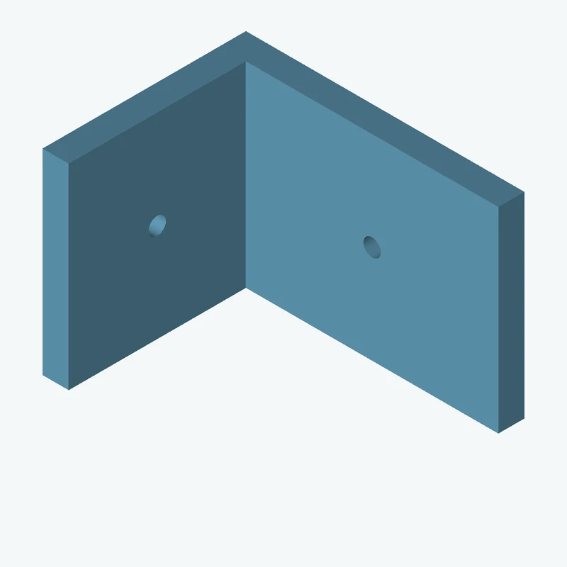 L-bracket: base leg 85.18 mm, vertical leg 62.2 mm, 60 mm wide, 8 mm thick; 1 × Ø5.3 mm hole per leg — 0602