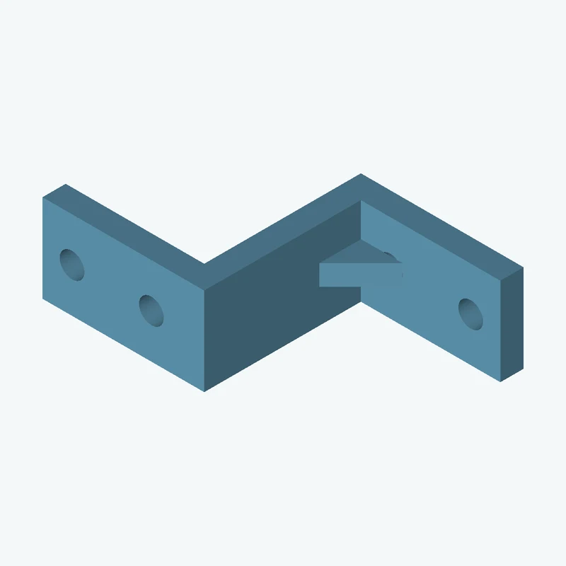 Z-bracket: base leg 35 mm, vertical leg 38.7 mm, top leg 34.8 mm, 18.92 mm wide, 5 mm thick; 2 × Ø5.3 mm holes per leg; 4.4 mm cor — 0621