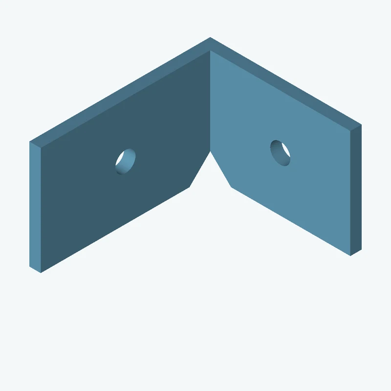 L-bracket: base leg 40 mm, vertical leg 47.8 mm, 28.61 mm wide, 3 mm thick; 1 × Ø5.3 mm hole per leg — 0650