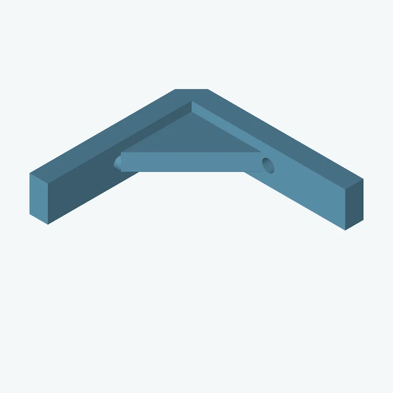 L-bracket: base leg 75 mm, vertical leg 70.6 mm, 15.47 mm wide, 8 mm thick; 1 × Ø5.3 mm hole per leg; 7.3 mm corner gusset — 0688