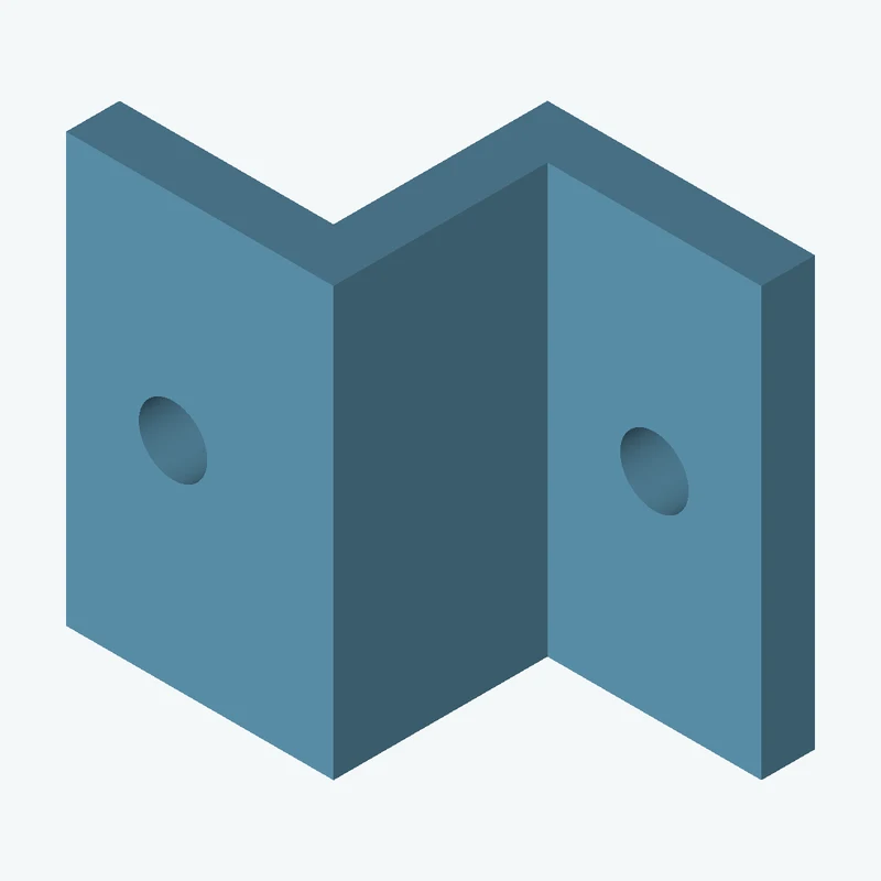 Z-bracket: base leg 25 mm, vertical leg 25 mm, top leg 25 mm, 40 mm wide, 5 mm thick; 1 × Ø6.4 mm hole per leg — 0727