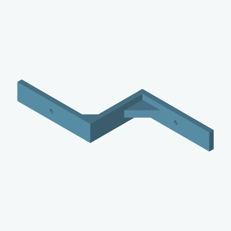 Z-bracket: base leg 65 mm, vertical leg 51.6 mm, top leg 66.5 mm, 15 mm wide, 4 mm thick; 1 × Ø3.2 mm hole per leg; 5.8 mm corner — 0896