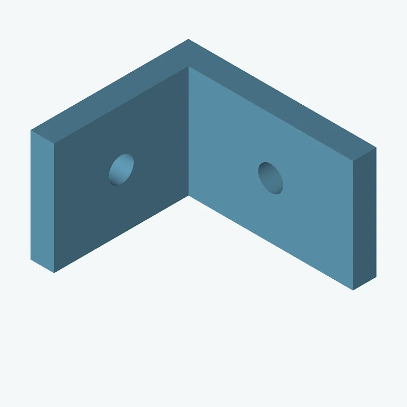 L-bracket: base leg 40 mm, vertical leg 33.6 mm, 23.86 mm wide, 5 mm thick; 1 × Ø5.3 mm hole per leg — 0904