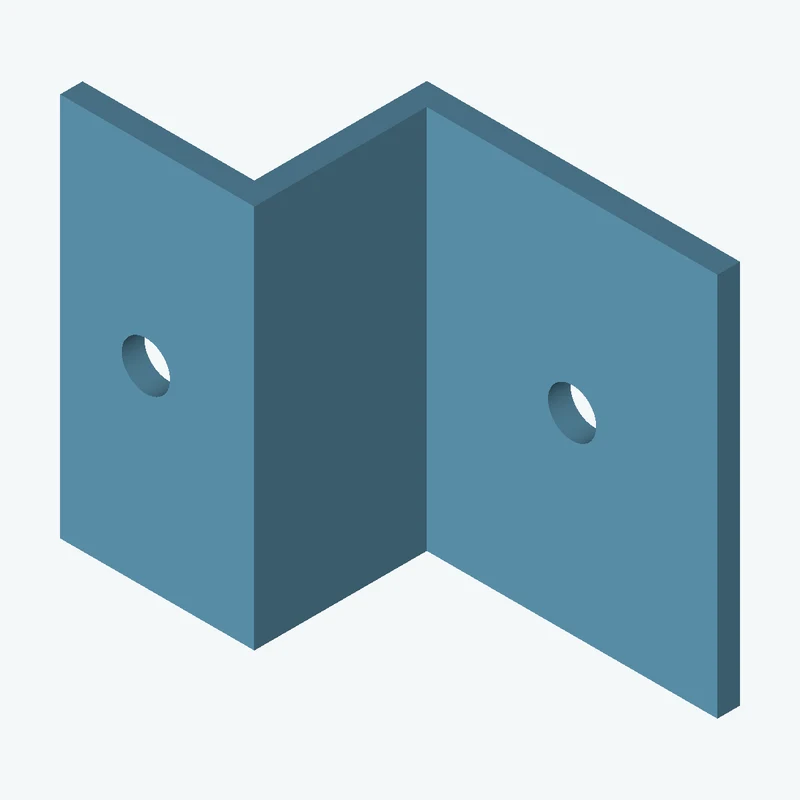 Z-bracket: base leg 41.58 mm, vertical leg 25.9 mm, top leg 25.8 mm, 51.04 mm wide, 3 mm thick; 1 × Ø6.4 mm hole per leg — 0938