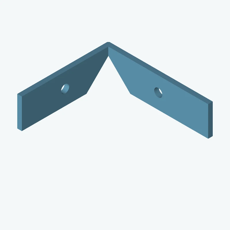 L-bracket: base leg 68.48 mm, vertical leg 59.8 mm, 19.63 mm wide, 3 mm thick; 1 × Ø5.3 mm hole per leg — 0943