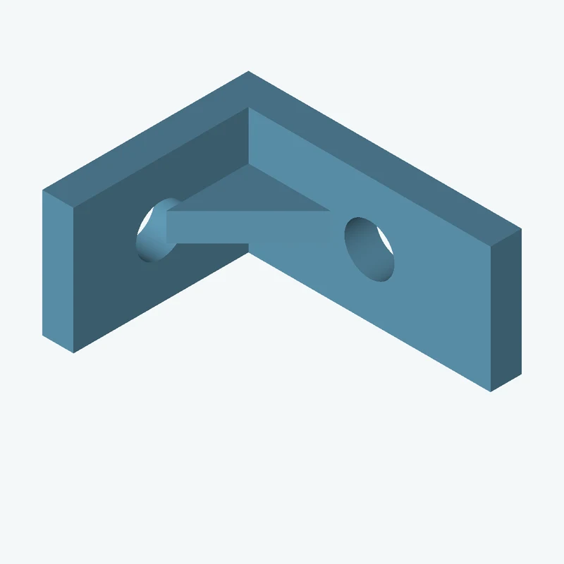 L-bracket: base leg 35 mm, vertical leg 26.4 mm, 16.14 mm wide, 4 mm thick; 1 × Ø6.4 mm hole per leg; 3.6 mm corner gusset — 0958