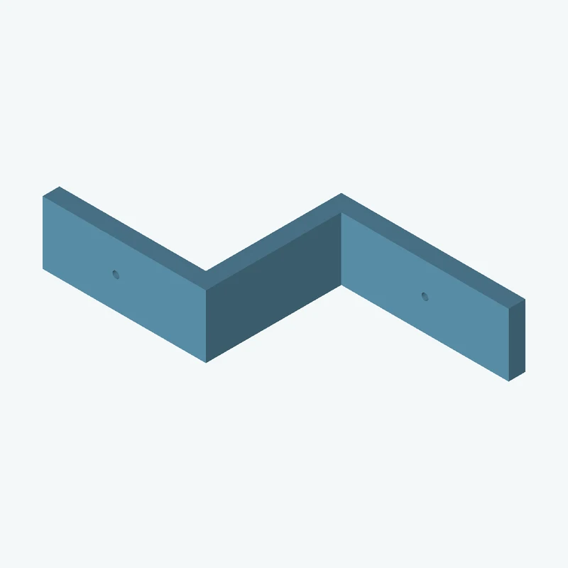 Z-bracket: base leg 87.71 mm, vertical leg 72.5 mm, top leg 77.8 mm, 30 mm wide, 8 mm thick; 1 × Ø3.2 mm hole per leg — 0990