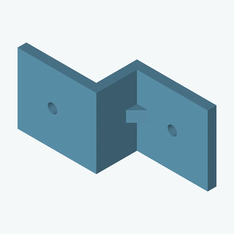 Z-bracket: base leg 45 mm, vertical leg 28 mm, top leg 44.6 mm, 39.76 mm wide, 5 mm thick; 1 × Ø5.3 mm hole per leg; 6.2 mm corner — 1002