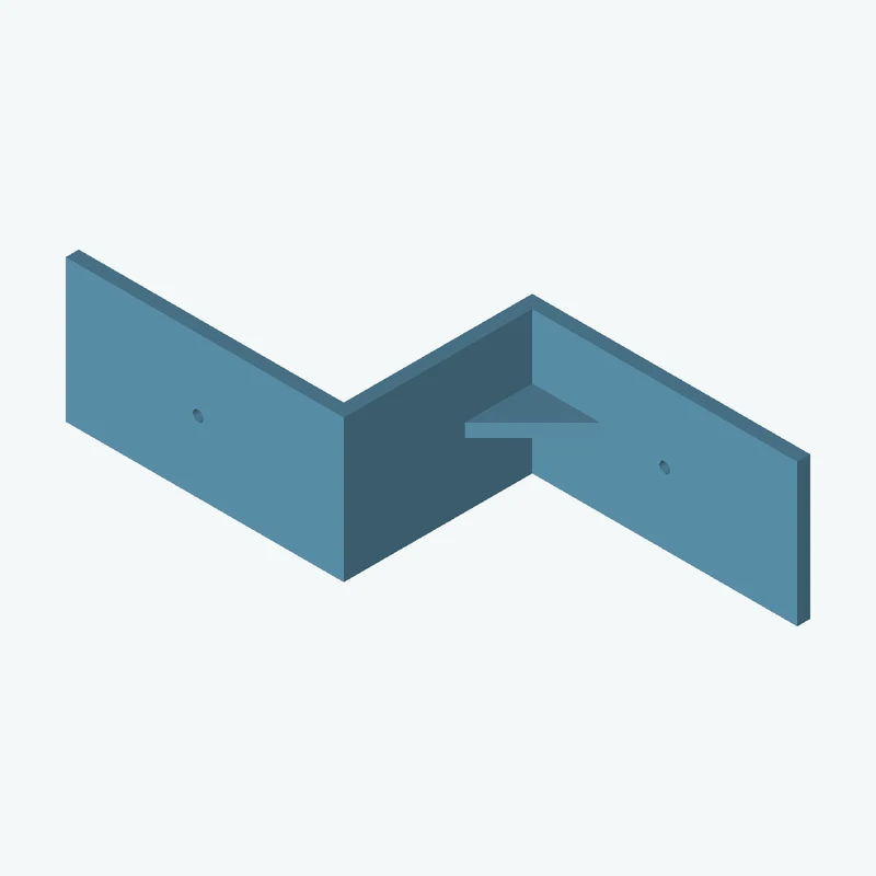 Z-bracket: base leg 85 mm, vertical leg 61.6 mm, top leg 85 mm, 43.55 mm wide, 4 mm thick; 1 × Ø3.2 mm hole per leg; 4.1 mm corner — 1029